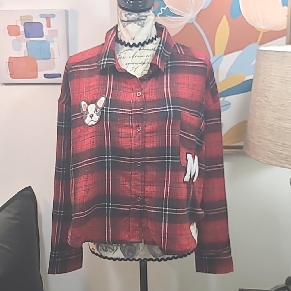 no comment Plaid cropped flannel